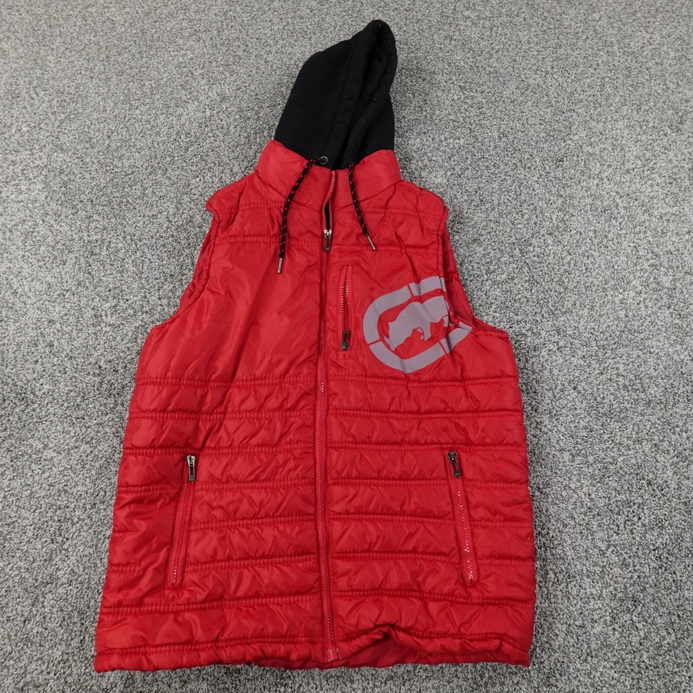 Ecko Vest Mens S Red Rhino Quilted Zip Puffer Jacket Coat Grunge Hip Hop‎  Y2K